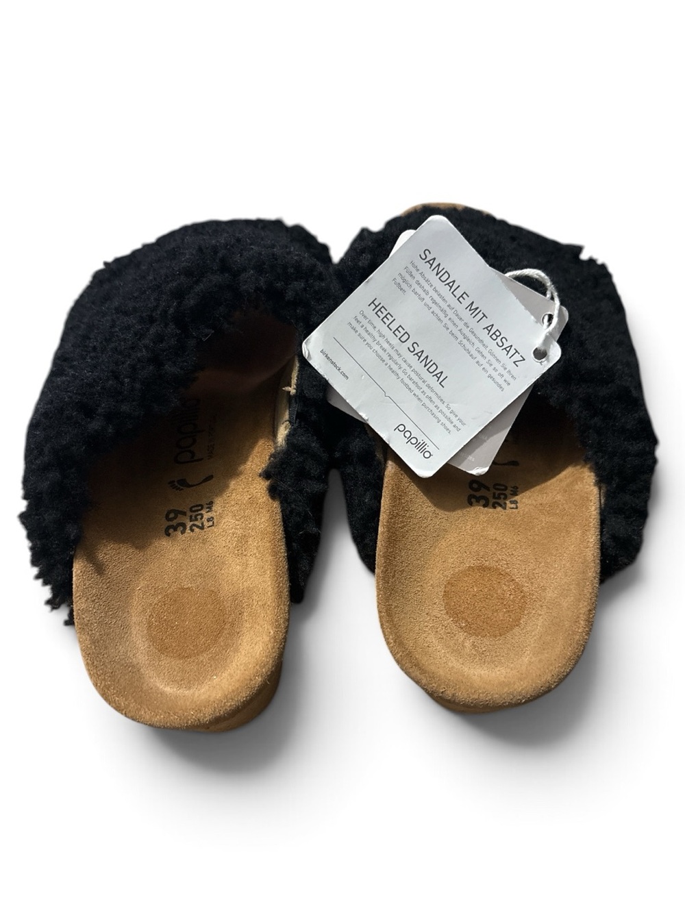 Papillon by Birkenstock Women's Black Shearling Wedge Slide - Picture 4 of 5